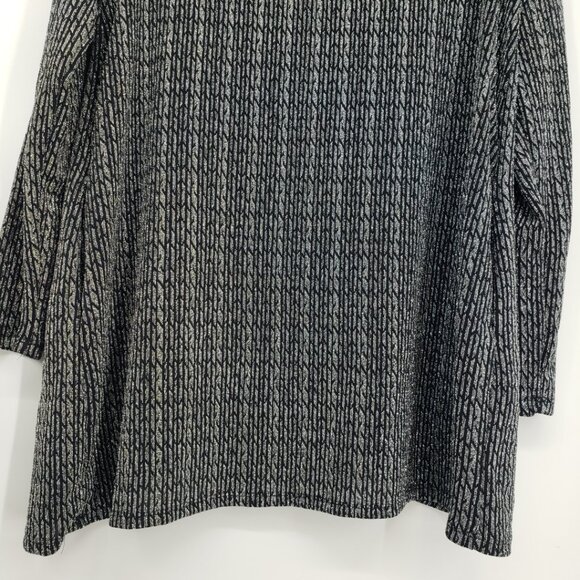 Chaus Metallic Open Front Cardigan Top M Long Sleeves Holiday Silver Black - Picture 11 of 12